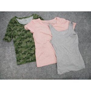 Time and Tru Womens Medium Medium Set Of 3 Camo Pink Shirts Gray Tank Casual